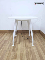 White Round Meeting Table with Integrated Power Port (RT01)