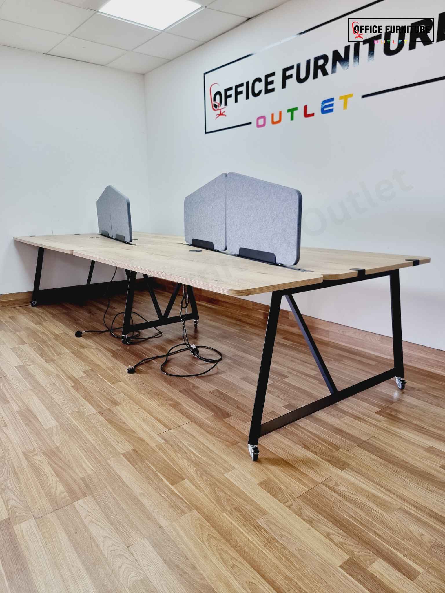 Four Person Frovi Bench Desk Workstation
