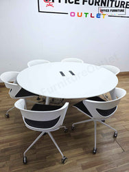 Six Person Round Meeting Table with Kastel Chairs