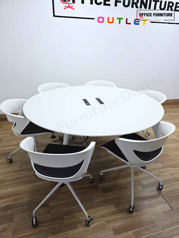 Six Person Round Meeting Table with Kastel Chairs