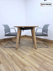 Steelcase Round Table with 2 Boss Design Mars Cantilever Armchairs