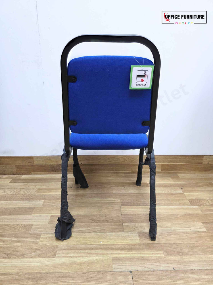 Set of 6 Blue Banquet Chairs – Stackable Event Chairs with Black Metal Frame