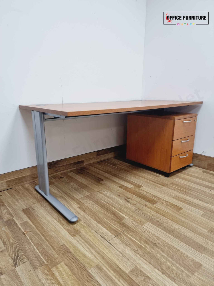 Cherry Wood Desk with Pedestal (160cm x 80cm)