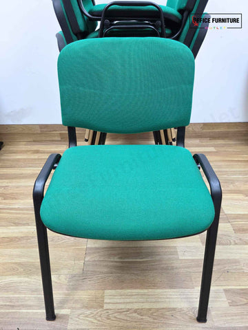 Club Stacking Chairs – Green Fabric with Black Legs Set