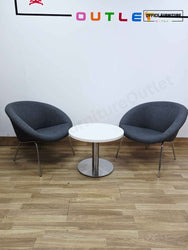 Walter Knoll 369 Armchair – Tub Chair in Grey Fabric (Pair)