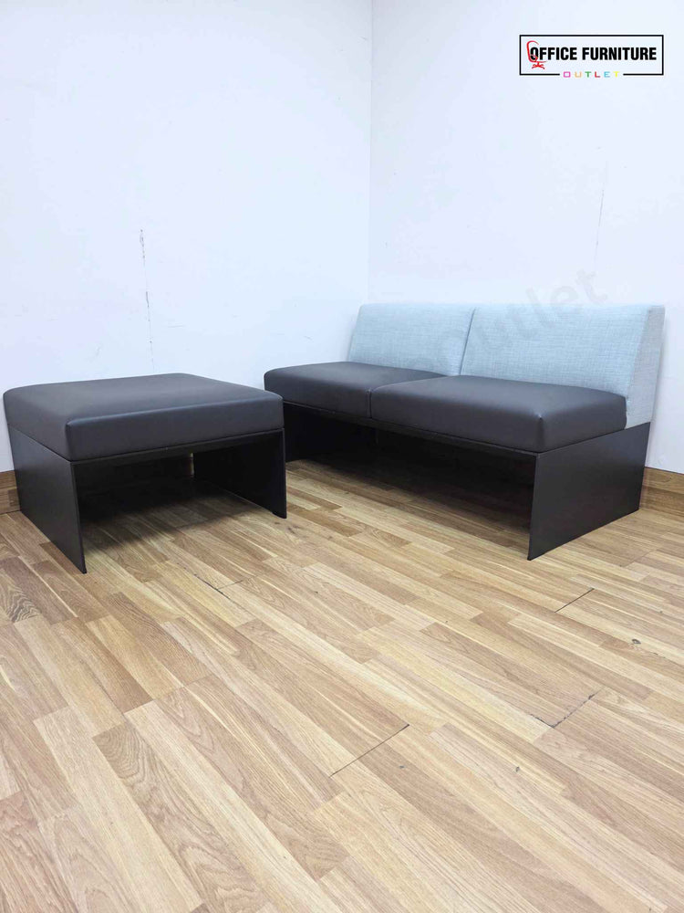 Brunner Designer 2 Seater Sofa & Pod Ottoman - Light Blue