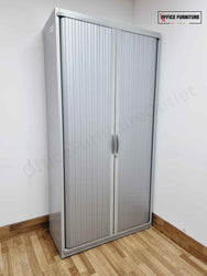 Tall Steel Tambour Cabinet – Grey
