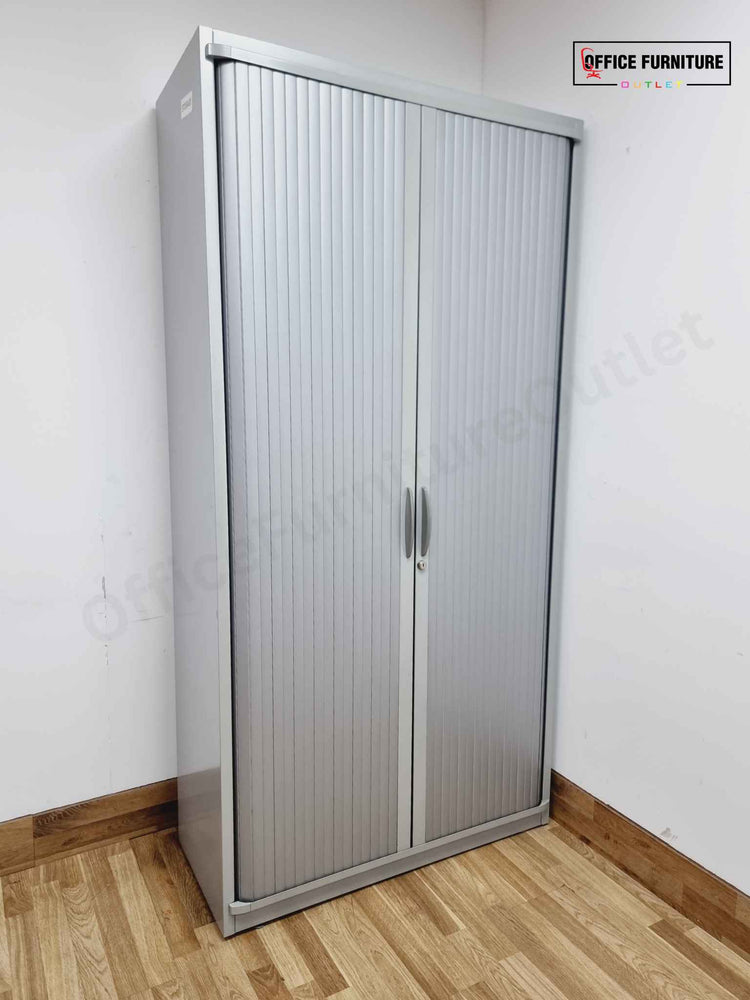Tall Steel Tambour Cabinet – Grey