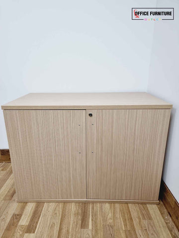 Brand New Low Double Door Storage Cabinet - Sand Zebrano