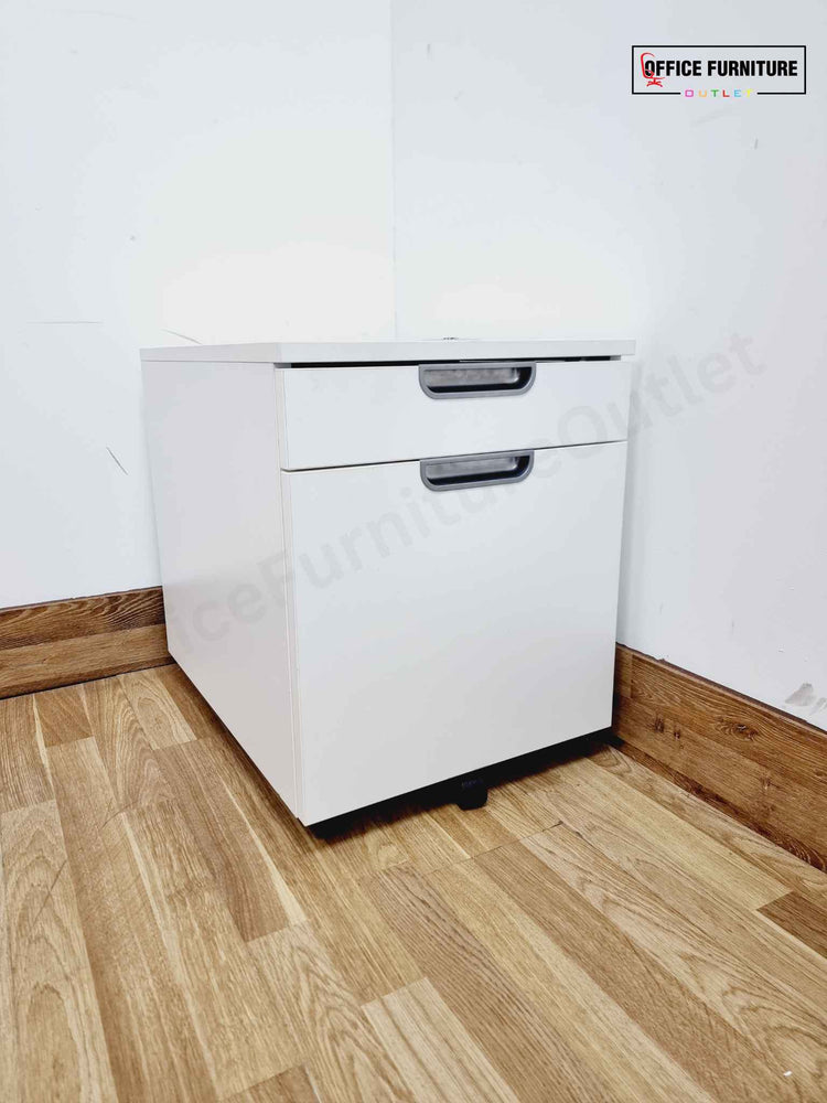 2-Drawer White Mobile Filing Cabinet with Combination Lock
