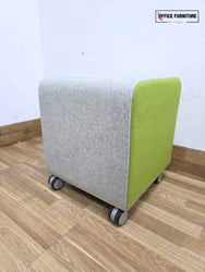 Allermuir Seating Set – Conic A630 Tub Chair & 2x Pause Mobile Low Stools (Green/Grey)