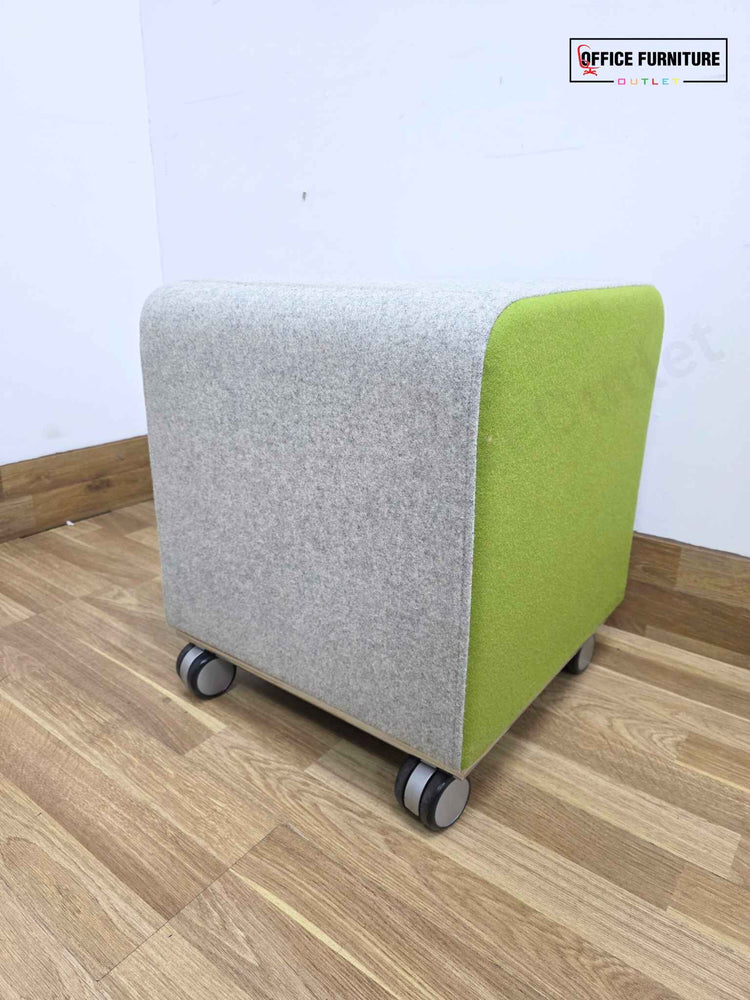 Allermuir Seating Set – Conic A630 Tub Chair & 2x Pause Mobile Low Stools (Green/Grey)