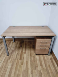 Chestnut Straight Office Desk & Pedestal (160cm X 80cm)