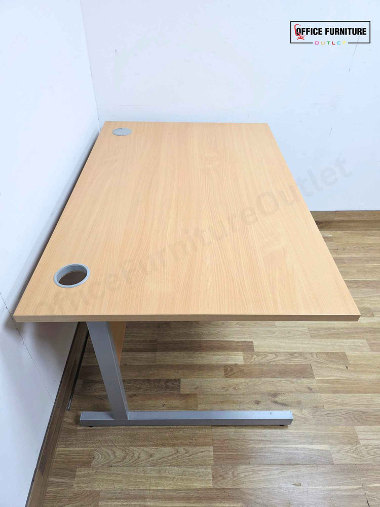 Beech Straight Desk with Metal Pedestal (120cm x 80cm)