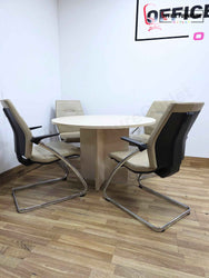 Round Maple Meeting Table with Four Gresham Chairs