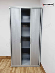 Tall Steel Tambour Cabinet – Grey