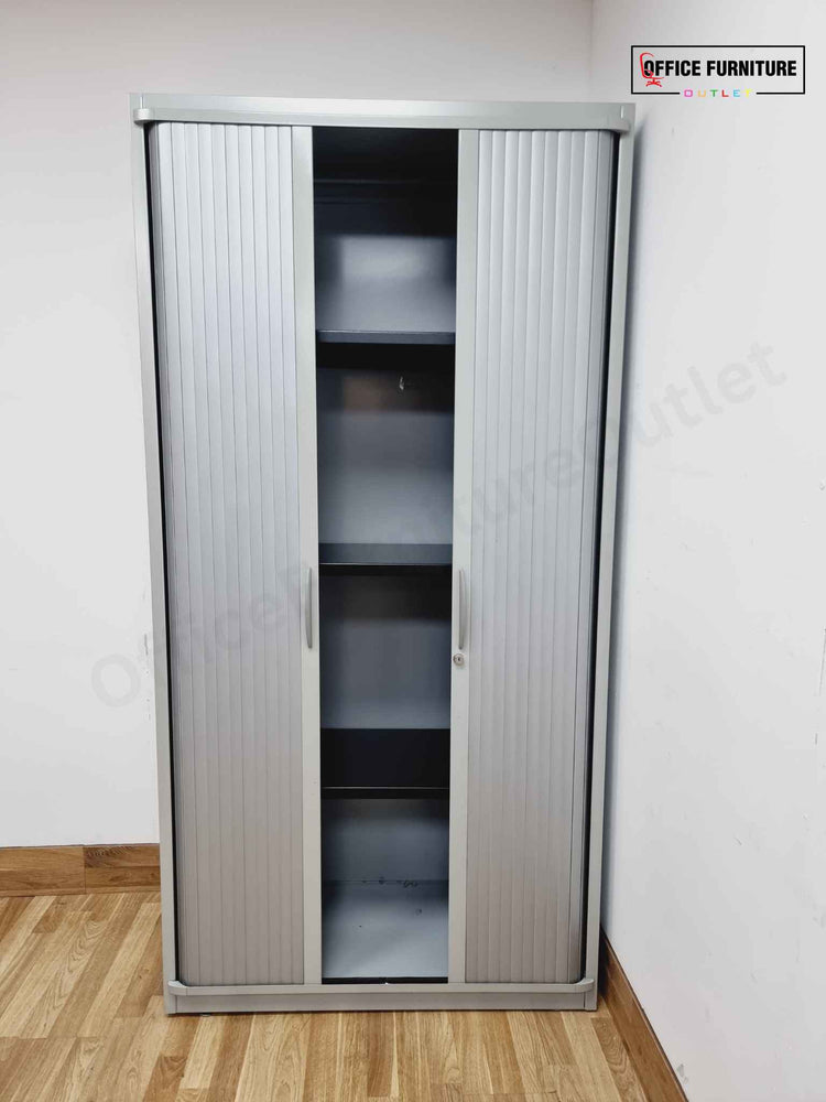 Tall Steel Tambour Cabinet – Grey