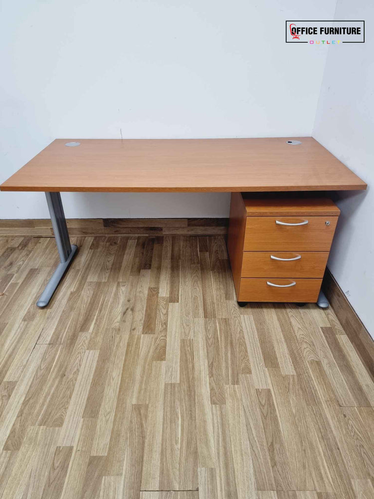 Cherry Wood Desk with Pedestal (160cm x 80cm)
