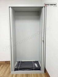 Tall Grey Metal Tambour Cabinet with Four Shelves (ST24)