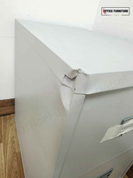 Two Drawer Grey Metal Filing Cabinet (Grade B) (ST38)