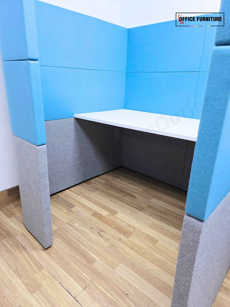 Gresham 2 Person Upholstered Study Booth Cubicle with Acoustic Privacy Panels