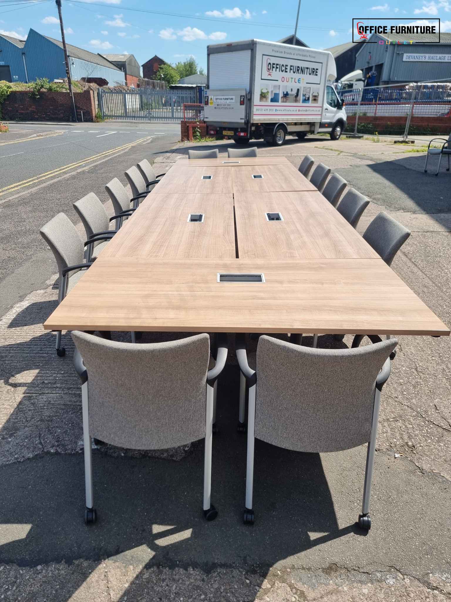 Set of Six Flip Top Tables with Fourteen Chairs