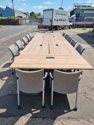 Set of Six Flip Top Tables with Fourteen Chairs