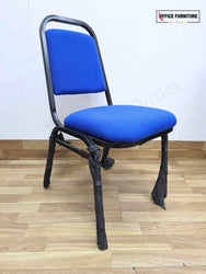 Set of 6 Blue Banquet Chairs – Stackable Event Chairs with Black Metal Frame