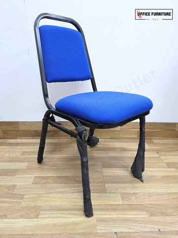 Set of 6 Blue Banquet Chairs – Stackable Event Chairs with Black Metal Frame