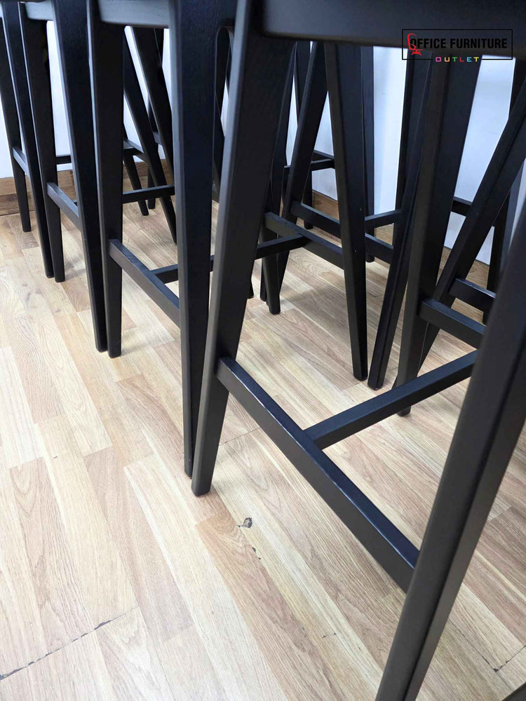 Frovi Scandi High Stool – Black Frame with Grey Upholstered Seat (Set of 10)