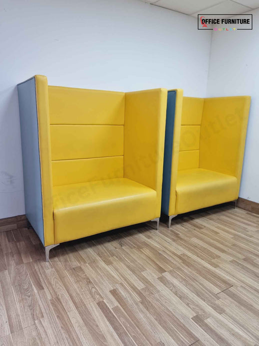 Bright Yellow Faux Leather Seating Booth – Set of 2