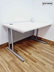 Straight White Office Desk WITH ASSEMBLY