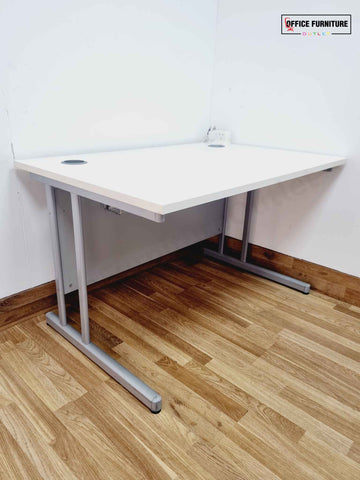 Straight White Office Desk WITH ASSEMBLY