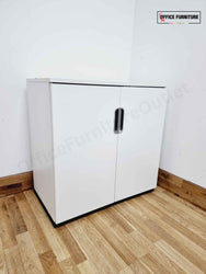 White Low-Level Double Door Storage Cabinet