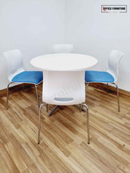 Round Canteen Table with Blue/Grey Allermuir Chairs