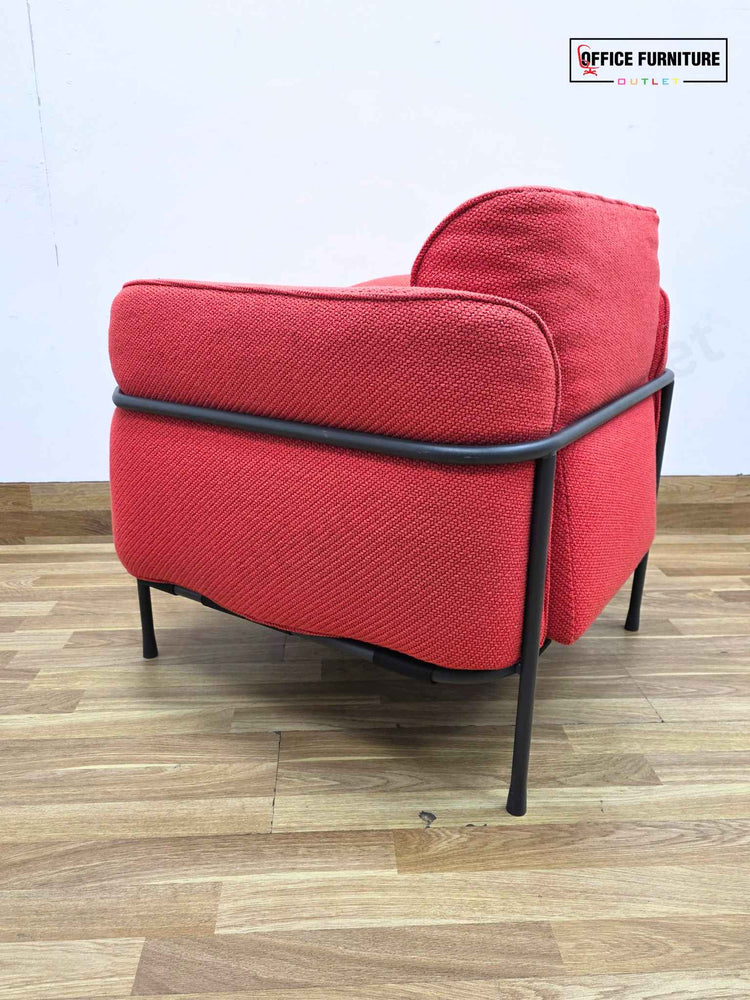 Modern Red Accent Armchair with Black Metal Frame
