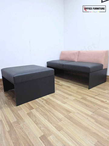 Brunner Designer 2 Seater Sofa & Pod Ottoman - Salmon Pink