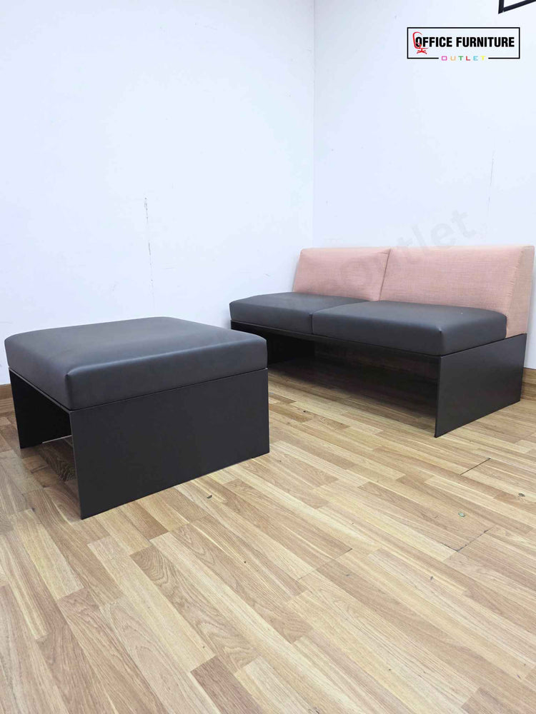 Brunner Designer 2 Seater Sofa & Pod Ottoman - Salmon Pink