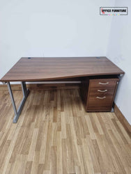 Walnut Wave Desk with Pedestal (160cm x 80/100cm)