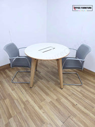 Steelcase Round Table with 2 Boss Design Mars Cantilever Armchairs
