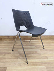 Black Round Canteen Table with 3 Strike Chairs (RT04)