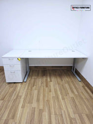 Brand New Straight White Office Desk with Desk Height Pedestal (201cm x 80cm)