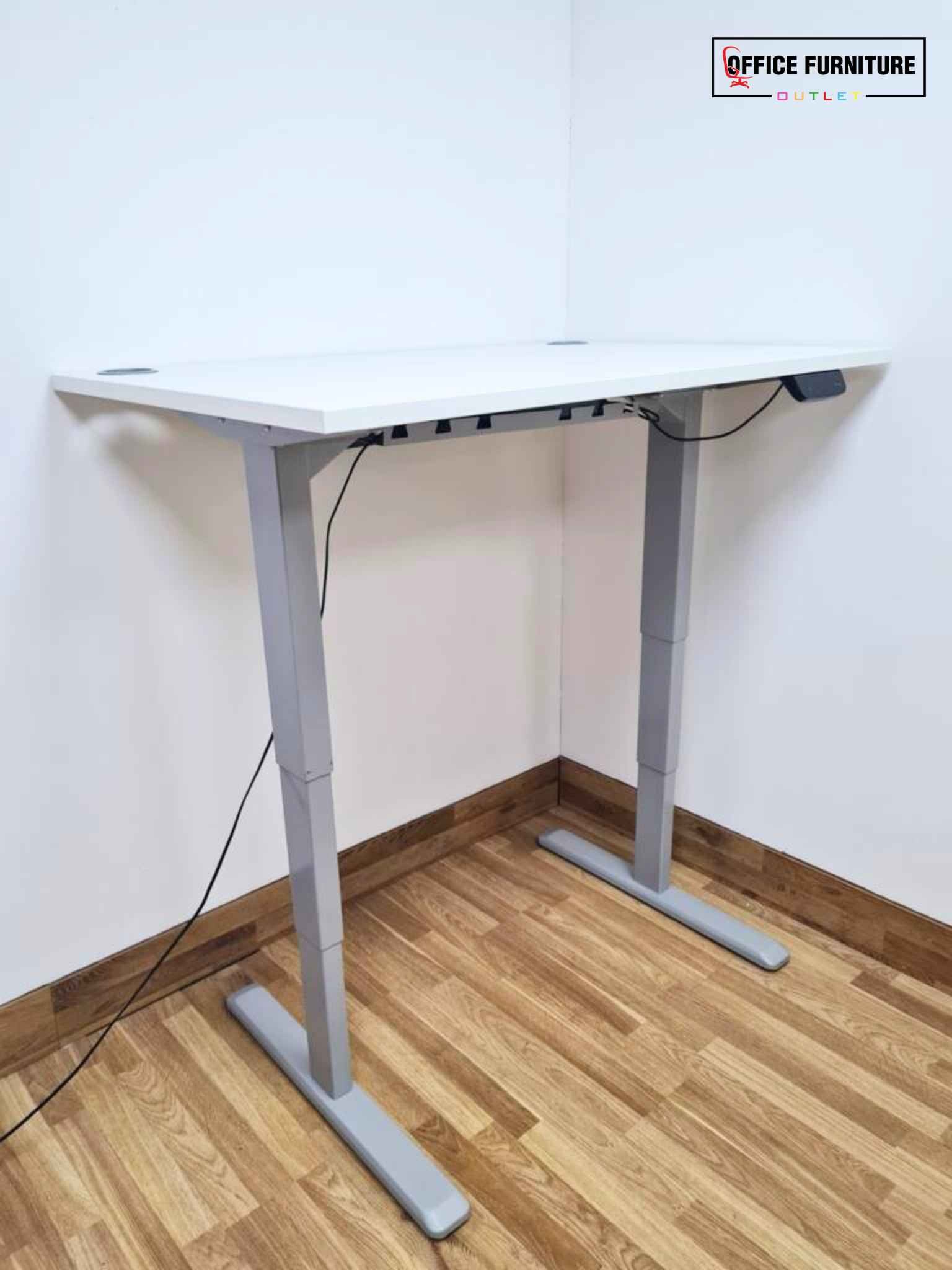 Electric Height Adjustable White Desk (120cm x 80cm)