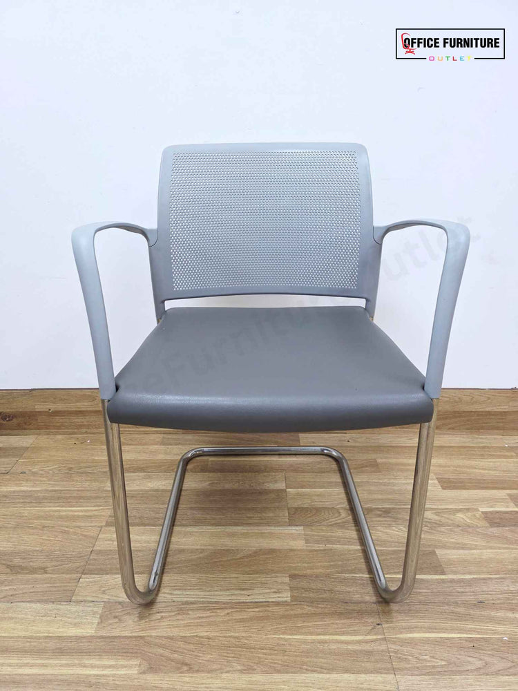 Steelcase Round Table with 2 Boss Design Mars Cantilever Armchairs