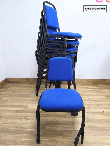 Set of 6 Blue Banquet Chairs – Stackable Event Chairs with Black Metal Frame