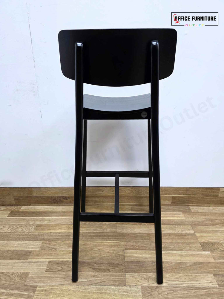 Frovi Scandi Bar Stools – All Black Solid Wood Bar Seating (Set of 2)