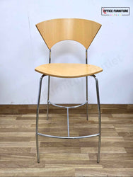 Canteen High Round Table with Allermuir Wooden Bar Stools x3