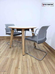 Steelcase Round Table with 2 Boss Design Mars Cantilever Armchairs