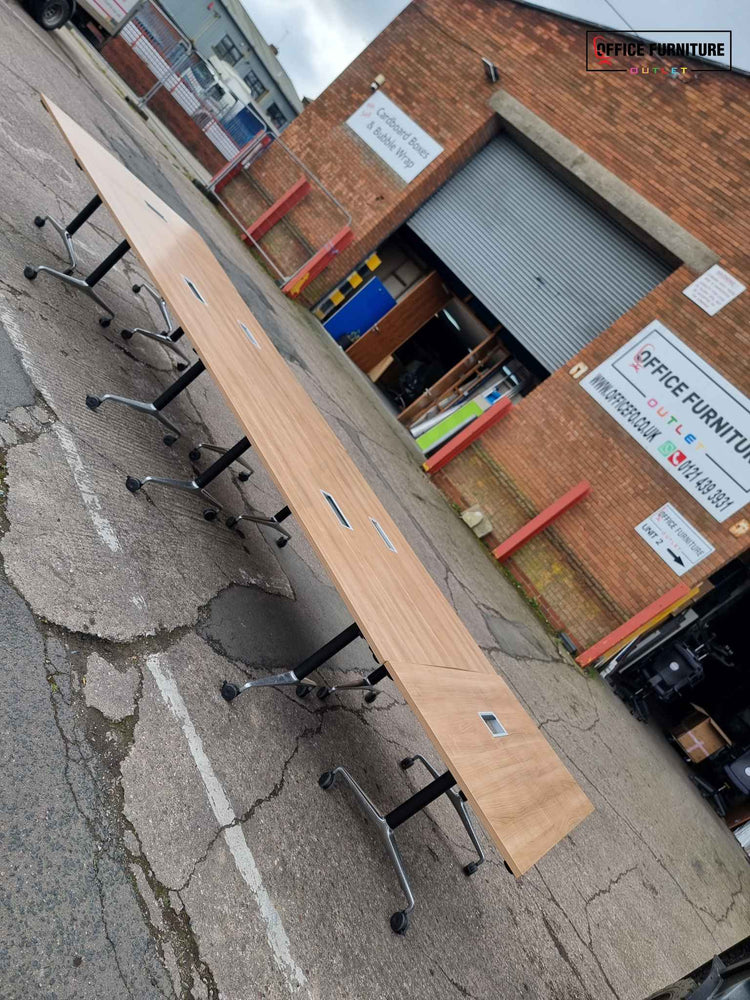 Set of Six Flip Top Tables with Fourteen Chairs