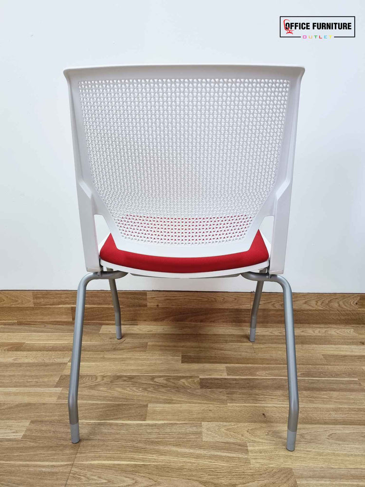 White Steelcase Meeting Table With Eight Haworth Chairs